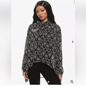 Disney Her Universe Haunted Mansion Wallpaper Small Blouse Sheer Gothic Top B